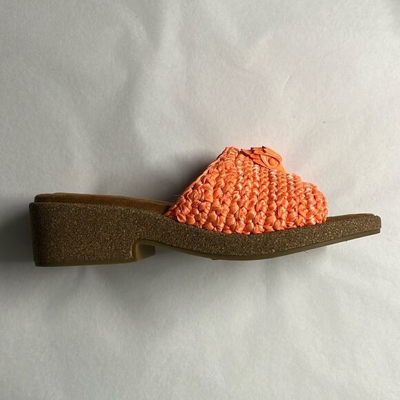 Kurt Geiger London Eagle Crochet Cork Slide Sandals in Orange Size EU40.5-US9.5 - Picture 2 of 5